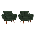 Kit 2 Poltronas Opala Luxo Com Pés Estilo Retrô Verde