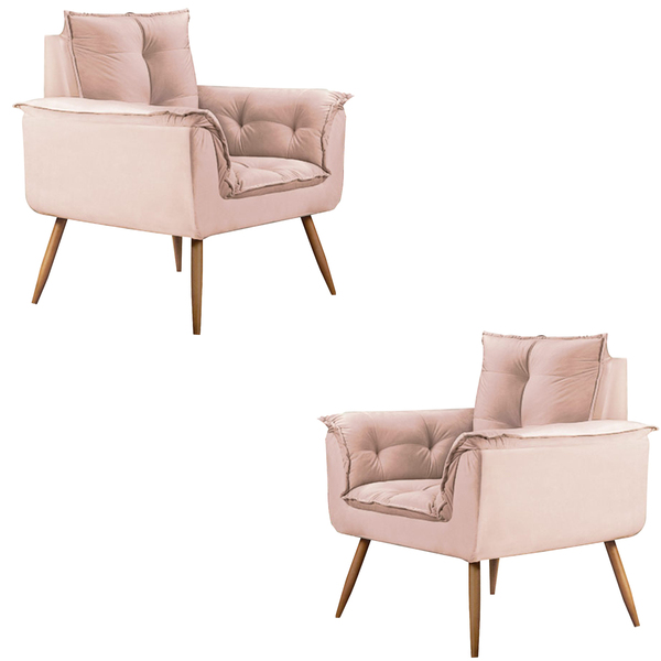 Kit 2 Poltronas Opala Pés Palito Decorativa Sala E Quarto Vel