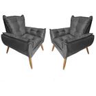 Kit 2 Poltronas Opala Suede Cinza