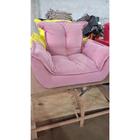 Kit 2 Poltronas Opalas Com Puff Redondo Suede Rose