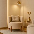 Kit 2 Poltronas Orgânica Curva Luna Boucle Bege Pés De Madeir