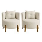 Kit 2 Poltronas Orgânica Curva Luna Boucle Branco Pés De Made