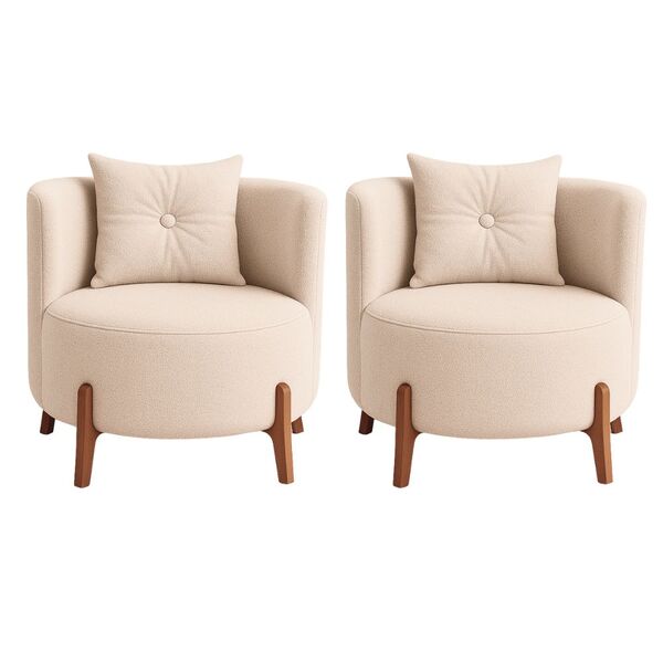 Kit 2 Poltronas Orgânica Curva Luna Boucle Off White - Montan