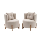 Kit 2 Poltronas Orgânica Curva Luna Boucle Pés De Madeira - M