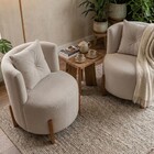 Kit 2 Poltronas Orgânica Curva Luna Boucle Pés De Madeira - M