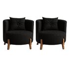 Kit 2 Poltronas Orgânica Curva Luna Boucle Pés De Madeira - M