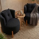 Kit 2 Poltronas Orgânica Curva Luna Boucle Pés De Madeira - M