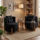 Kit 2 Poltronas Orgânica Curva Luna Boucle Pés De Madeira - M