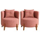 Kit 2 Poltronas Orgânica Curva Luna Boucle Pés De Madeira - M