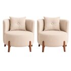 Kit 2 Poltronas Orgânica Curva Luna Boucle Pés De Madeira - M