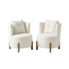 Kit 2 Poltronas Orgânica Curva Luna Boucle Pés De Madeira - M