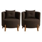 Kit 2 Poltronas Orgânica Curva Luna Boucle Pés De Madeira - M