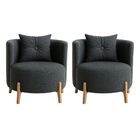 Kit 2 Poltronas Orgânica Curva Luna Boucle Pés De Madeira - M