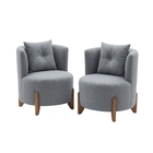 Kit 2 Poltronas Orgânica Curva Luna Boucle Pés De Madeira - M