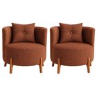 Kit 2 Poltronas Orgânica Curva Luna Boucle Pés De Madeira - M