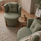 Kit 2 Poltronas Orgânica Curva Luna Boucle Verde Oliva Pés De