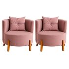 Kit 2 Poltronas Orgânica Curva Luna Veludo Pés De Madeira - M