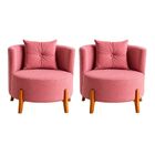 Kit 2 Poltronas Orgânica Curva Luna Veludo Pés De Madeira - M