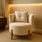 Kit 2 Poltronas Orgânica Curva Luna Veludo Pés De Madeira - M