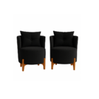 Kit 2 Poltronas Orgânica Curva Luna Veludo Preto - Montanaris