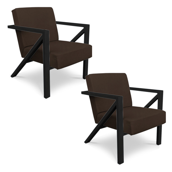 Kit 2 Poltronas Para Sala De Estar Angel Corano Base Metálica