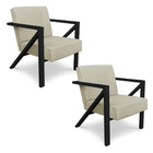 Kit 2 Poltronas Para Sala De Estar Angel Corano Bege Base Met