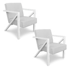 Kit 2 Poltronas Para Sala De Estar Angel Corano Branco Base M