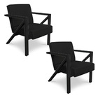 Kit 2 Poltronas Para Sala De Estar Angel Corano Preto Base Me