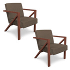 Kit 2 Poltronas Para Sala De Estar Angel Linho Base Metálica