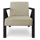 Kit 2 Poltronas Para Sala De Estar Angel Linho Bege Base Metá