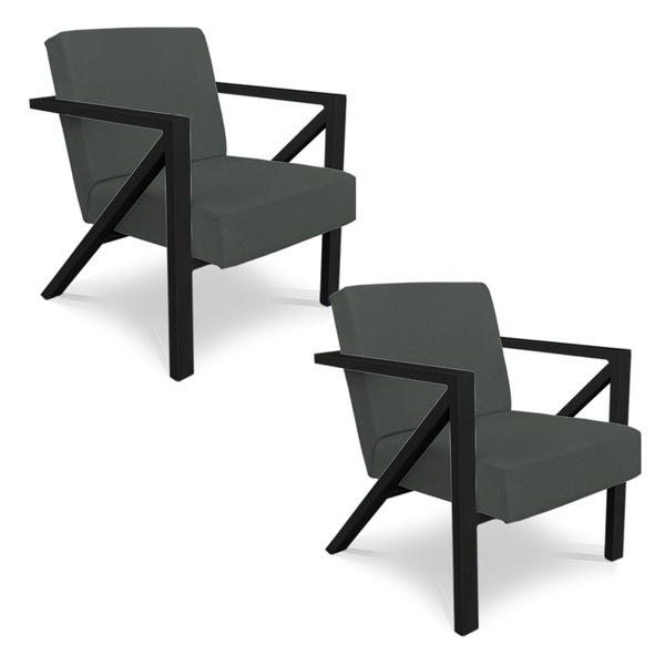 Kit 2 Poltronas Para Sala De Estar Angel Veludo Boucle Base M