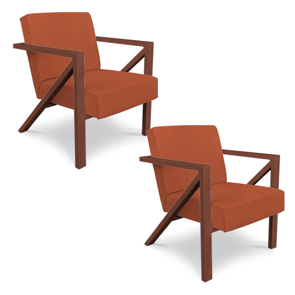 Kit 2 Poltronas Para Sala De Estar Angel Veludo Boucle Terra