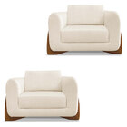 Kit 2 Poltronas Para Sala De Estar Lottus Linho Natural Pés C