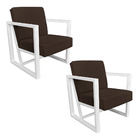 Kit 2 Poltronas Para Sala De Estar Maya Corano Base Metálica