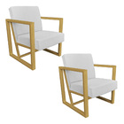 Kit 2 Poltronas Para Sala De Estar Maya Corano Base Metálica