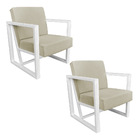 Kit 2 Poltronas Para Sala De Estar Maya Corano Bege Base Metá