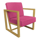 Kit 2 Poltronas Para Sala De Estar Maya Corano Rosa Base Metá