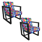 Kit 2 Poltronas Para Sala De Estar Maya Estampado Triângulo B