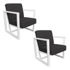 Kit 2 Poltronas Para Sala De Estar Maya Linho Base Metálica B