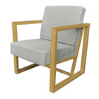 Kit 2 Poltronas Para Sala De Estar Maya Linho Cinza Base Metá