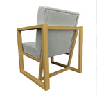 Kit 2 Poltronas Para Sala De Estar Maya Linho Cinza Base Metá