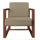 Kit 2 Poltronas Para Sala De Estar Maya Linho Palha Base Metá