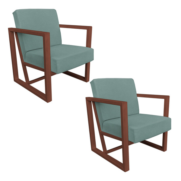 Kit 2 Poltronas Para Sala De Estar Maya Veludo Boucle Base Me