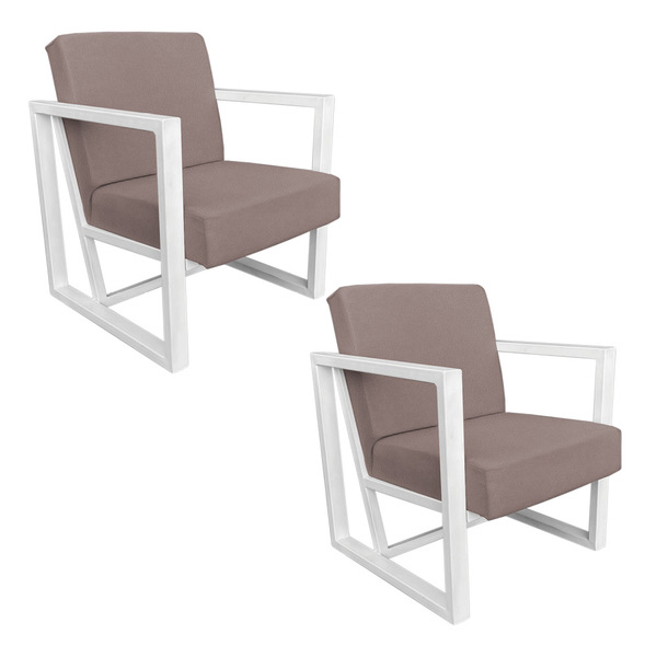 Kit 2 Poltronas Para Sala De Estar Maya Veludo Boucle Rosa Be