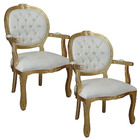 Kit 2 Poltronas Para Sala De Estar Medalhão Entalhada Dourado