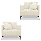 Kit 2 Poltronas Para Sala De Estar Sirius Linho Natural Pés M