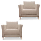 Kit 2 Poltronas Para Sala De Estar Vega Linho Areia Pés Casta