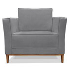 Kit 2 Poltronas Para Sala De Estar Vega Linho Pés Castanho -