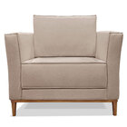 Kit 2 Poltronas Para Sala De Estar Vega Linho Pés Castanho -