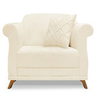 Kit 2 Poltronas Para Sala De Estar Vênus Linho Bege Pés Casta